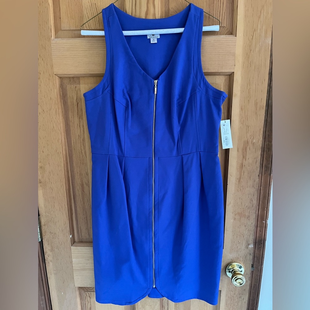 **donated** NWT Worthington Royal Blue Full Zip Tulip Hem Dress